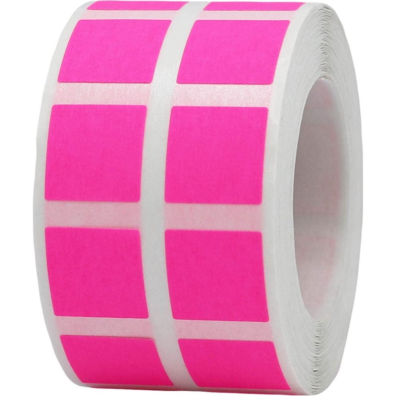 InStockLabels.com Fluorescent Pink 1/2" Inch Square Adhesive Labels 1,000 Color Coding Dot Stickers for Efficient Inventory Management, Crafting Projects, and Organizational Tasks in Offices, Schools, and Homes - Image 1
